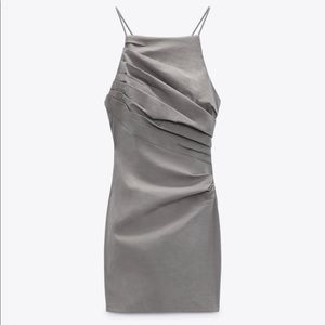 ZARA GRAY DRAPED LINEN BLEND